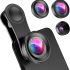 Criacr Phone Camera Lens, 0.4X Wide Angle Lens, 180 Fisheye and 10X Macro Lens (Screwed Together), Clip on Cell Phone Lens Compatible with iPhone, Smartphones, Gifts Ideal