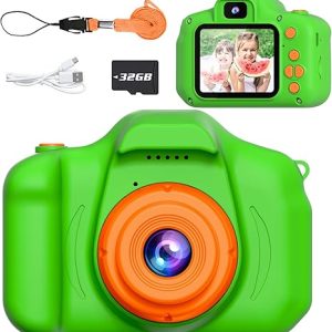 Kids Camera for Girls Boys Age 3-9, 1080P HD Toddler Camera, Kids Selfie Digital Camera with 32GB SD Card, Portable kids Toys for 3 4 5 6 7 8 9 Years Old, Christmas Birthday Present,Green